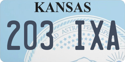 KS license plate 203IXA