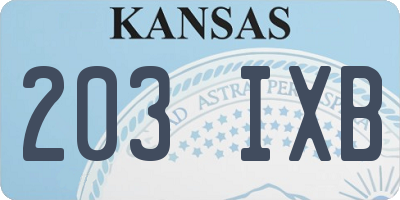 KS license plate 203IXB