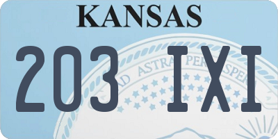KS license plate 203IXI