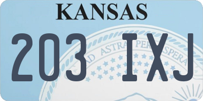 KS license plate 203IXJ