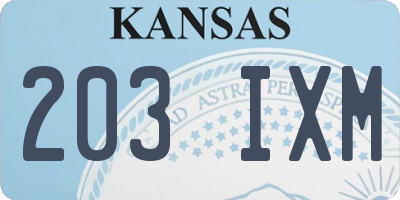 KS license plate 203IXM