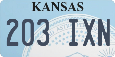 KS license plate 203IXN