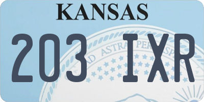 KS license plate 203IXR