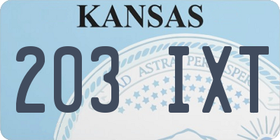 KS license plate 203IXT