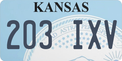 KS license plate 203IXV