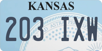 KS license plate 203IXW