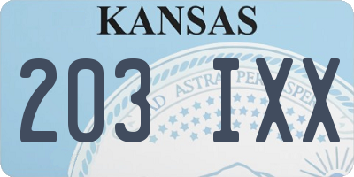 KS license plate 203IXX