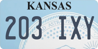 KS license plate 203IXY