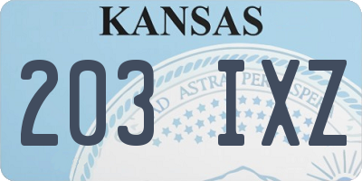 KS license plate 203IXZ