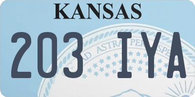 KS license plate 203IYA