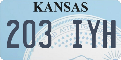 KS license plate 203IYH