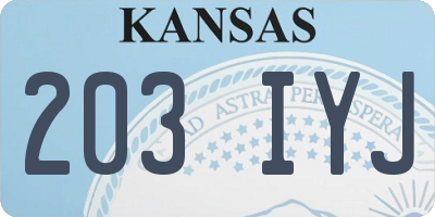 KS license plate 203IYJ