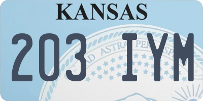 KS license plate 203IYM