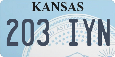 KS license plate 203IYN