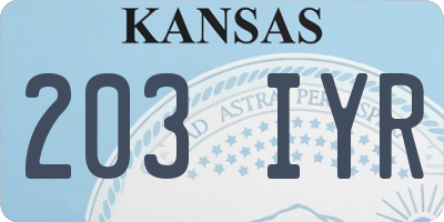 KS license plate 203IYR