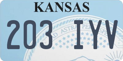 KS license plate 203IYV