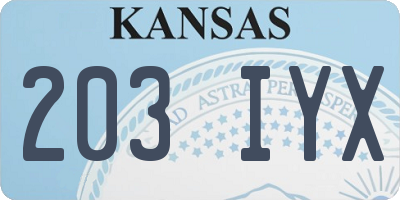 KS license plate 203IYX