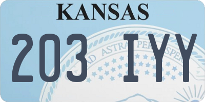 KS license plate 203IYY