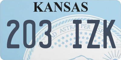 KS license plate 203IZK
