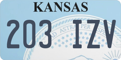 KS license plate 203IZV