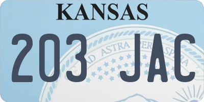 KS license plate 203JAC