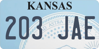 KS license plate 203JAE