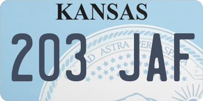 KS license plate 203JAF