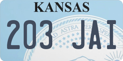 KS license plate 203JAI