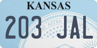 KS license plate 203JAL