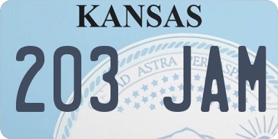 KS license plate 203JAM