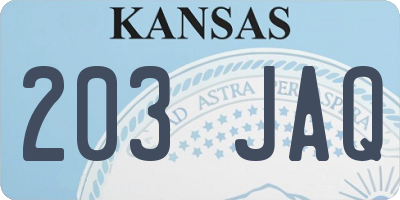KS license plate 203JAQ