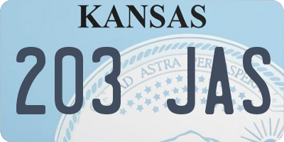 KS license plate 203JAS