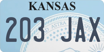KS license plate 203JAX