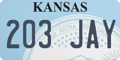 KS license plate 203JAY