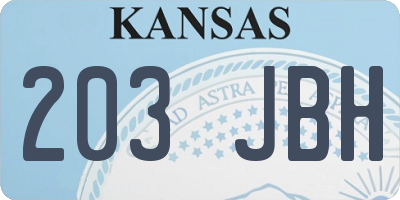 KS license plate 203JBH