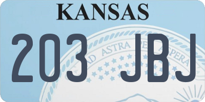 KS license plate 203JBJ