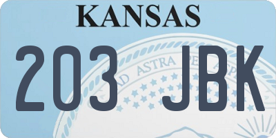 KS license plate 203JBK