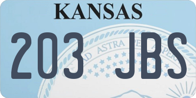 KS license plate 203JBS