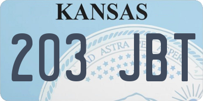 KS license plate 203JBT
