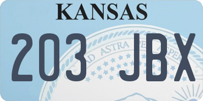 KS license plate 203JBX