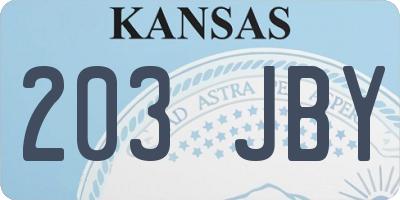 KS license plate 203JBY
