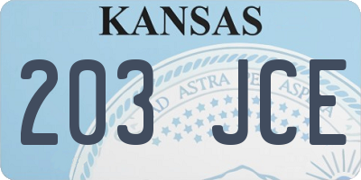 KS license plate 203JCE