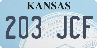 KS license plate 203JCF