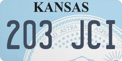 KS license plate 203JCI