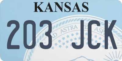 KS license plate 203JCK