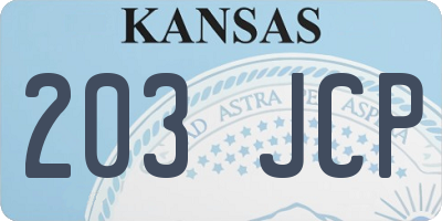 KS license plate 203JCP