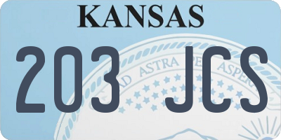 KS license plate 203JCS