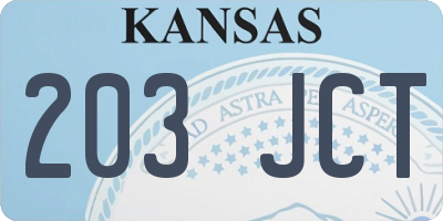 KS license plate 203JCT