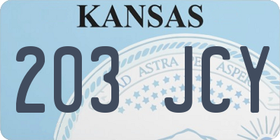 KS license plate 203JCY