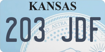 KS license plate 203JDF